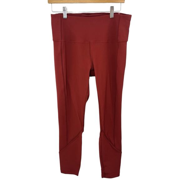 Lululemon Athletica Women's Daily Lineup 7/8 Red Ribbed 12 Legging Tight Gym - Picture 2 of 11